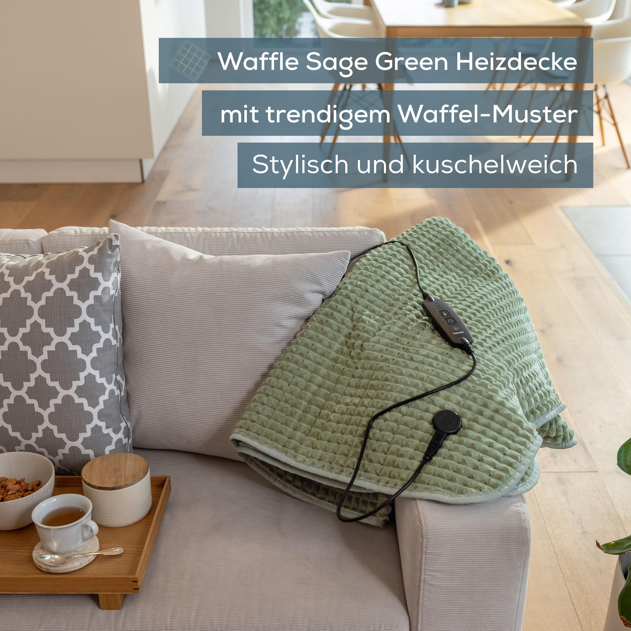 BEURER 400.69 HD 72 Waffle Sage Green Wärmezudecke
