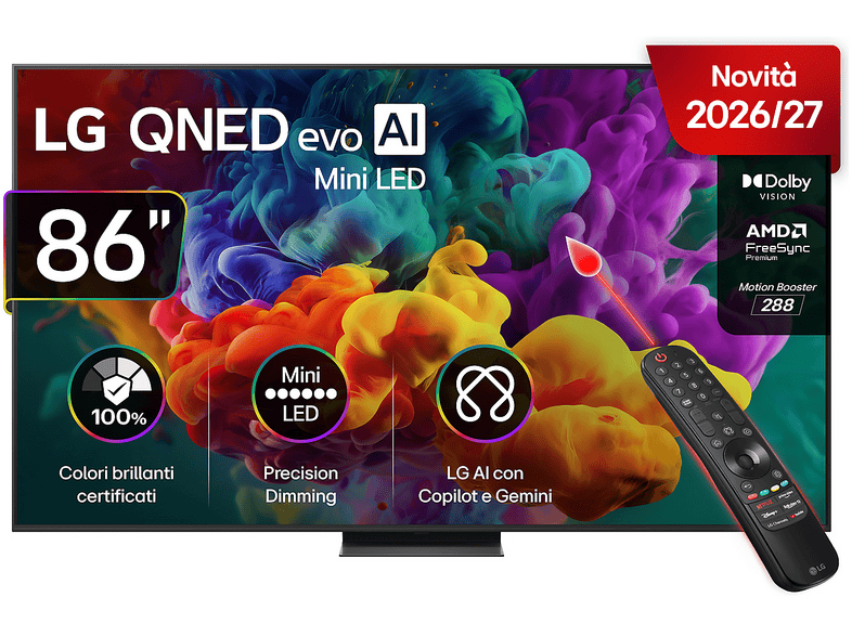 LG QNED MiniLED 86QNED87B6A TV MINI LED, SMART TV, 86 ", Mini Processore a8 4K Gen3 con AI, Charcoal Black, Classe D