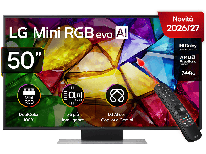 LG Mini RGB 87 50MRGB87B6B TV MINI LED, SMART TV, 50 ", RGB-MiniLED, Processore a8 AI 4K Gen3, Charcoal Black, Classe E
