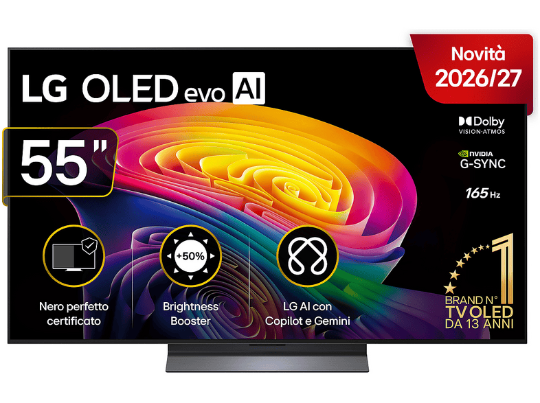 LG OLED evo AI C6 OLED55C65 TV OLED, SMART TV, 55 ", Processore a11 4K Gen3, Charcoal Black, Classe F
