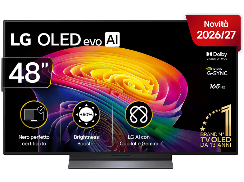 LG OLED evo AI C6 OLED48C65 TV OLED, SMART TV, 48 ", Processore a11 4K Gen3, Charcoal Black, Classe E