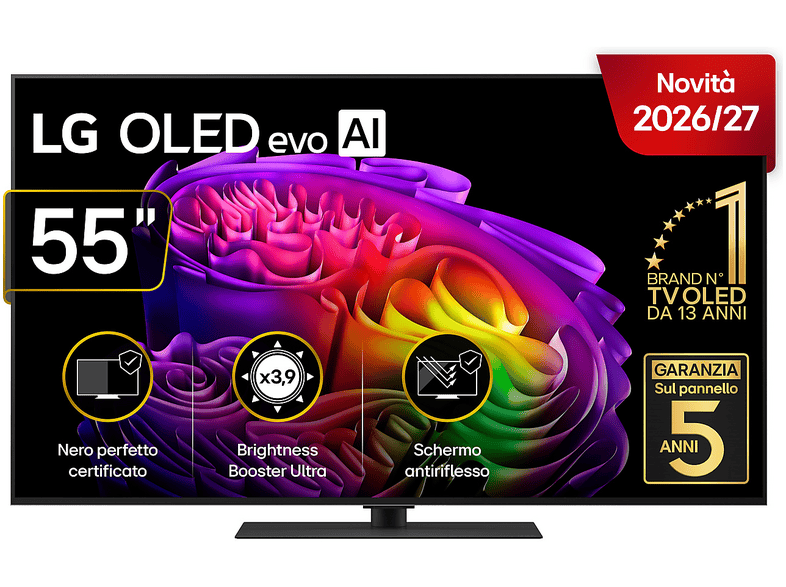 LG OLED evo AI G6S OLED55G66 TV OLED, SMART TV, 55 ", Processore a11 4K Gen3, Dark Satin Silver, Classe E
