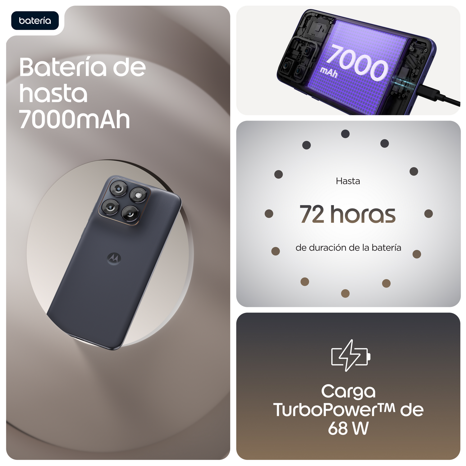 motorola edge 70 fusion, Silhouette, 256GB, 12GB RAM, 6.78" Extreme AMOLED, Qualcomm Snapdragon 7s Gen 3, 7000 mAh, Incluye Auriculares