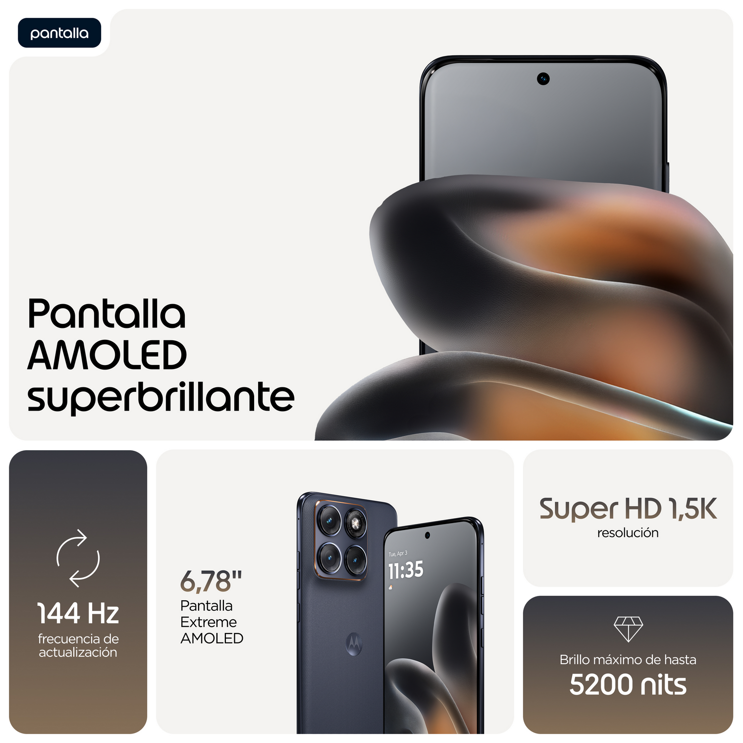 motorola edge 70 fusion, Silhouette, 256GB, 12GB RAM, 6.78" Extreme AMOLED, Qualcomm Snapdragon 7s Gen 3, 7000 mAh, Incluye Auriculares