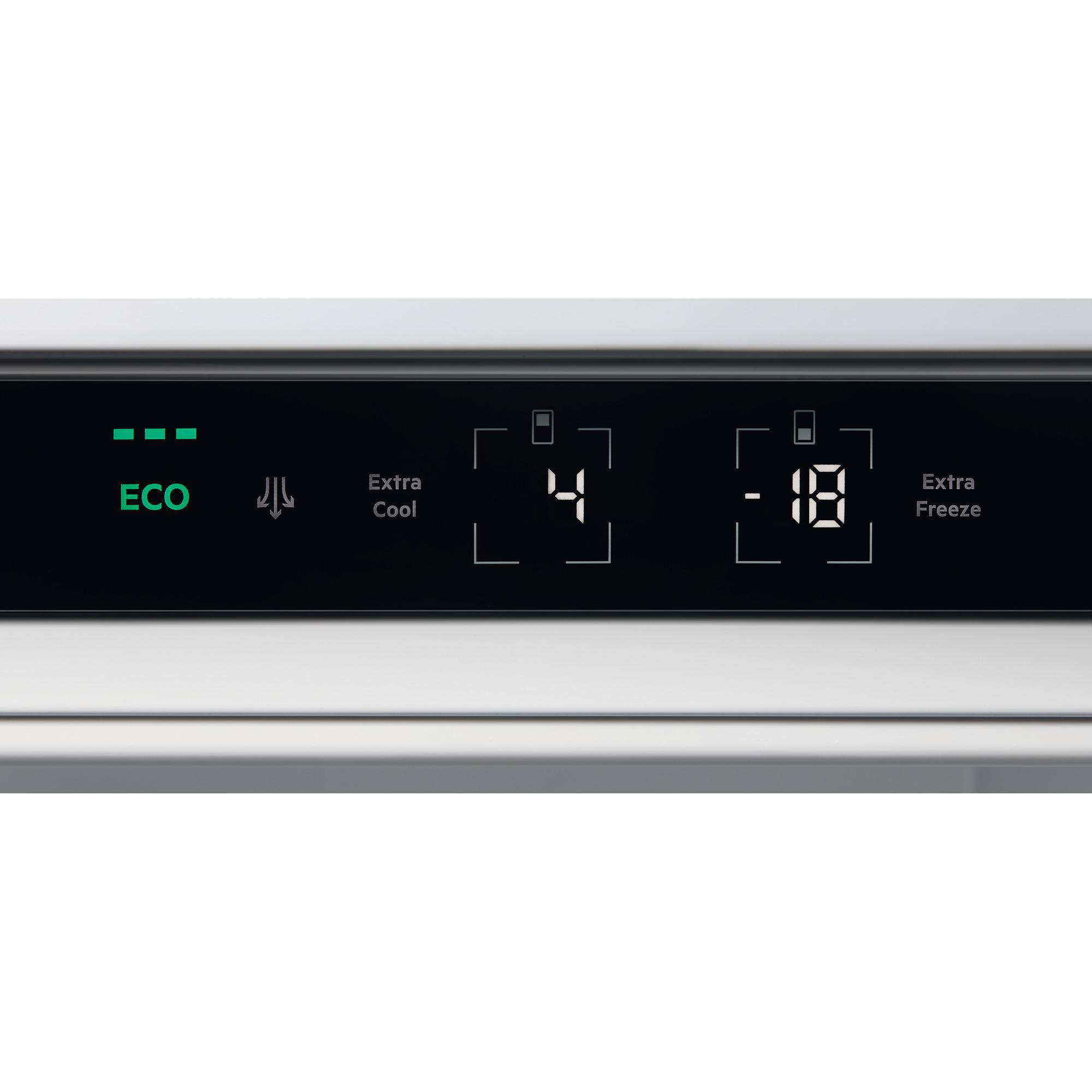 Digitale Kühlschrank-Anzeige mit Öko-Modus, zeigt Temperatur 4 und -18.