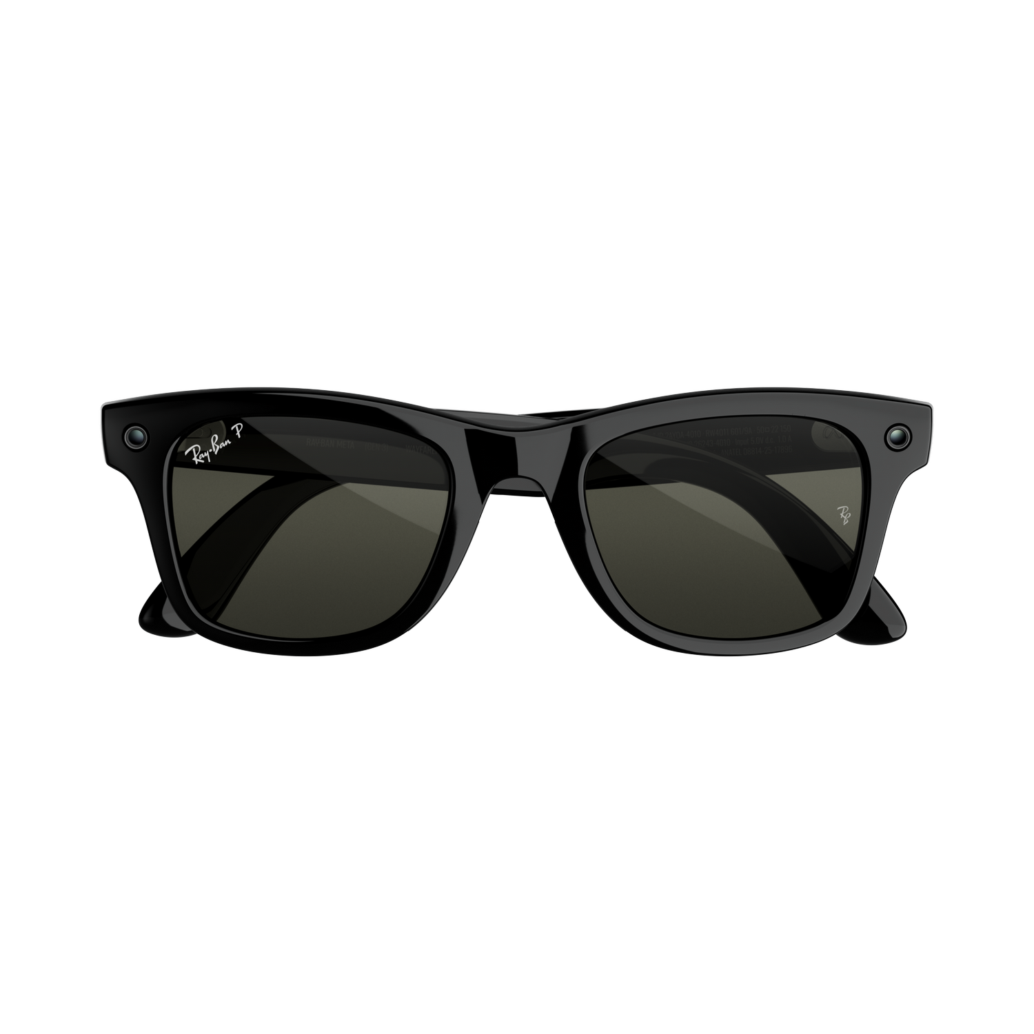 Gafas IA - Ray-Ban Meta Wayfarer (Gen 3), Negro brillante, Lentes polarizadas en verde, Gafas con IA y cámara, Talla estándar, Unisex
