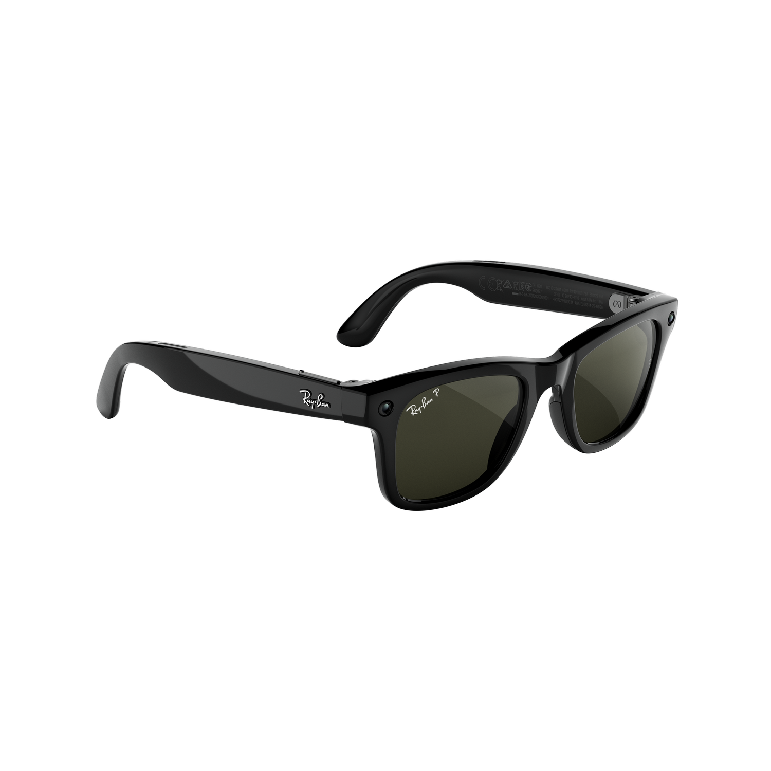 Gafas IA - Ray-Ban Meta Wayfarer (Gen 3), Negro brillante, Lentes polarizadas en verde, Gafas con IA y cámara, Talla estándar, Unisex