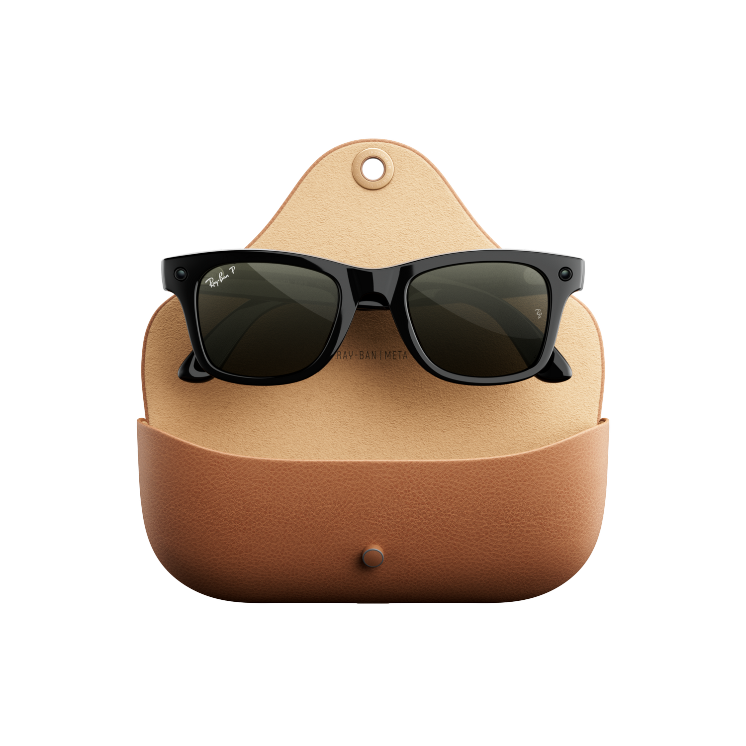 Gafas IA - Ray-Ban Meta Wayfarer (Gen 3), Negro brillante, Lentes polarizadas en verde, Gafas con IA y cámara, Talla estándar, Unisex