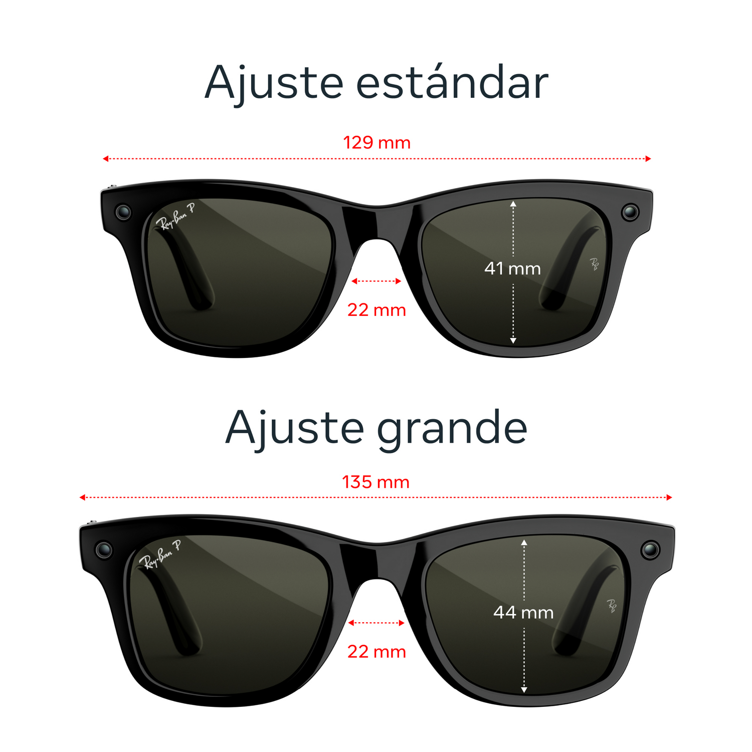 Gafas IA - Ray-Ban Meta Wayfarer (Gen 3), Negro brillante, Lentes polarizadas en verde, Gafas con IA y cámara, Talla estándar, Unisex