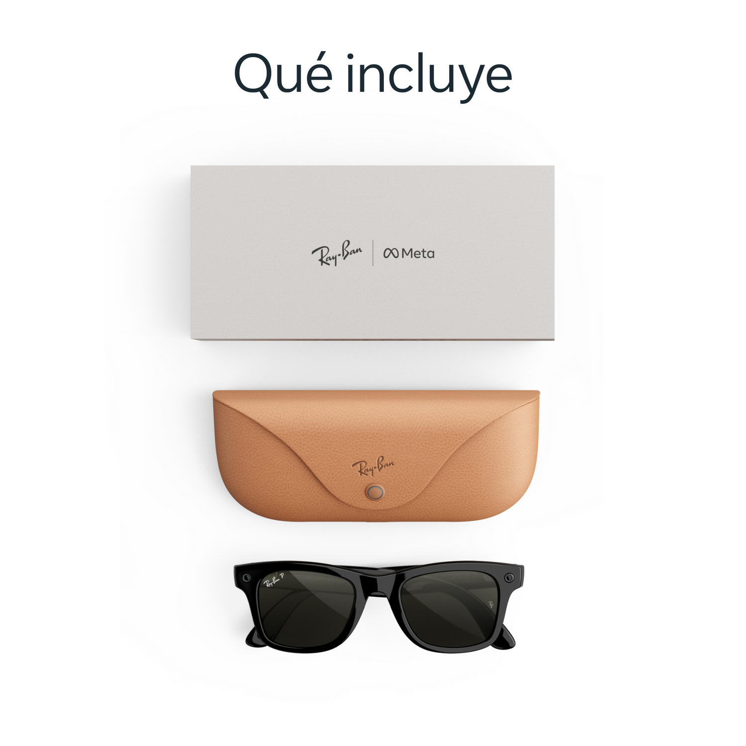 Gafas IA - Ray-Ban Meta Wayfarer (Gen 3), Negro brillante, Lentes polarizadas en verde, Gafas con IA y cámara, Talla estándar, Unisex
