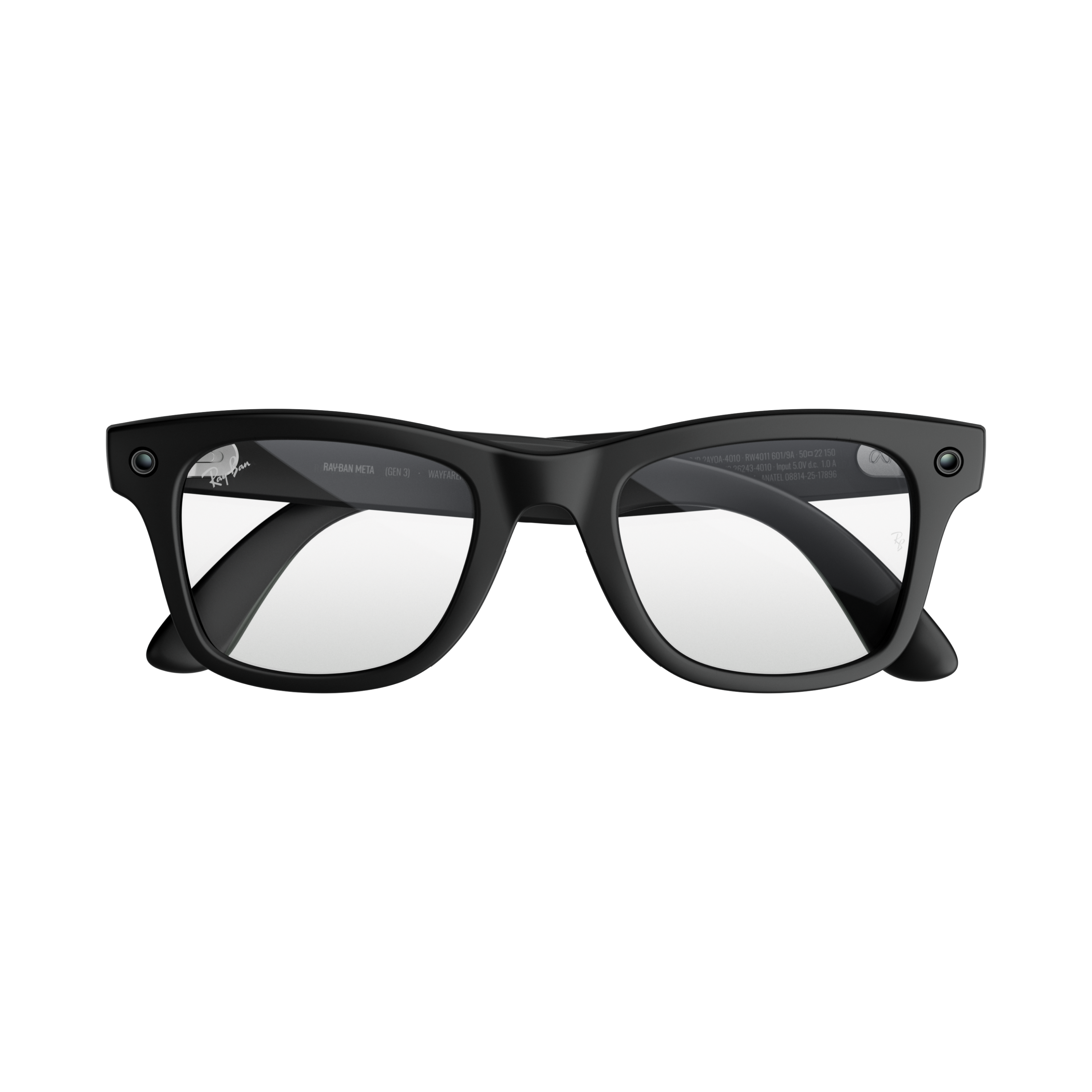 Gafas IA - Ray-Ban Meta Wayfarer (Gen 3), Negro mate, Lentes transparentes, Gafas con IA, Con Cámara, Talla estándar, Unisex