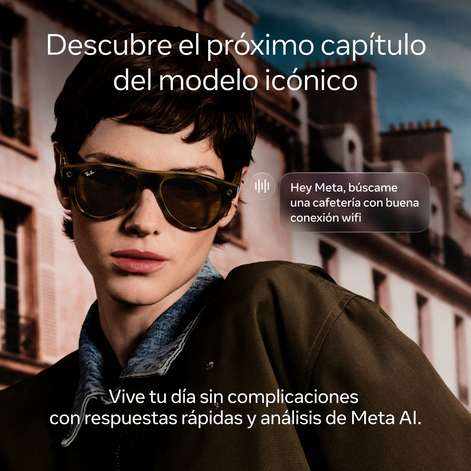 Gafas IA - Ray-Ban Meta Wayfarer (Gen 3), Negro mate, Lentes en gris, Gafas con IA y cámara, Talla estándar, Unisex