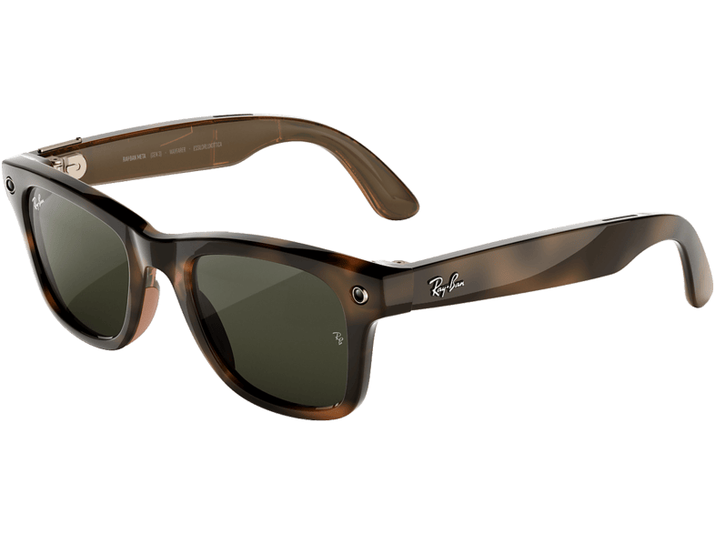 Gafas IA - Ray-Ban Meta Wayfarer (Gen 3), Habana, Lentes en verde, con y cámara, Talla estándar, Unisex