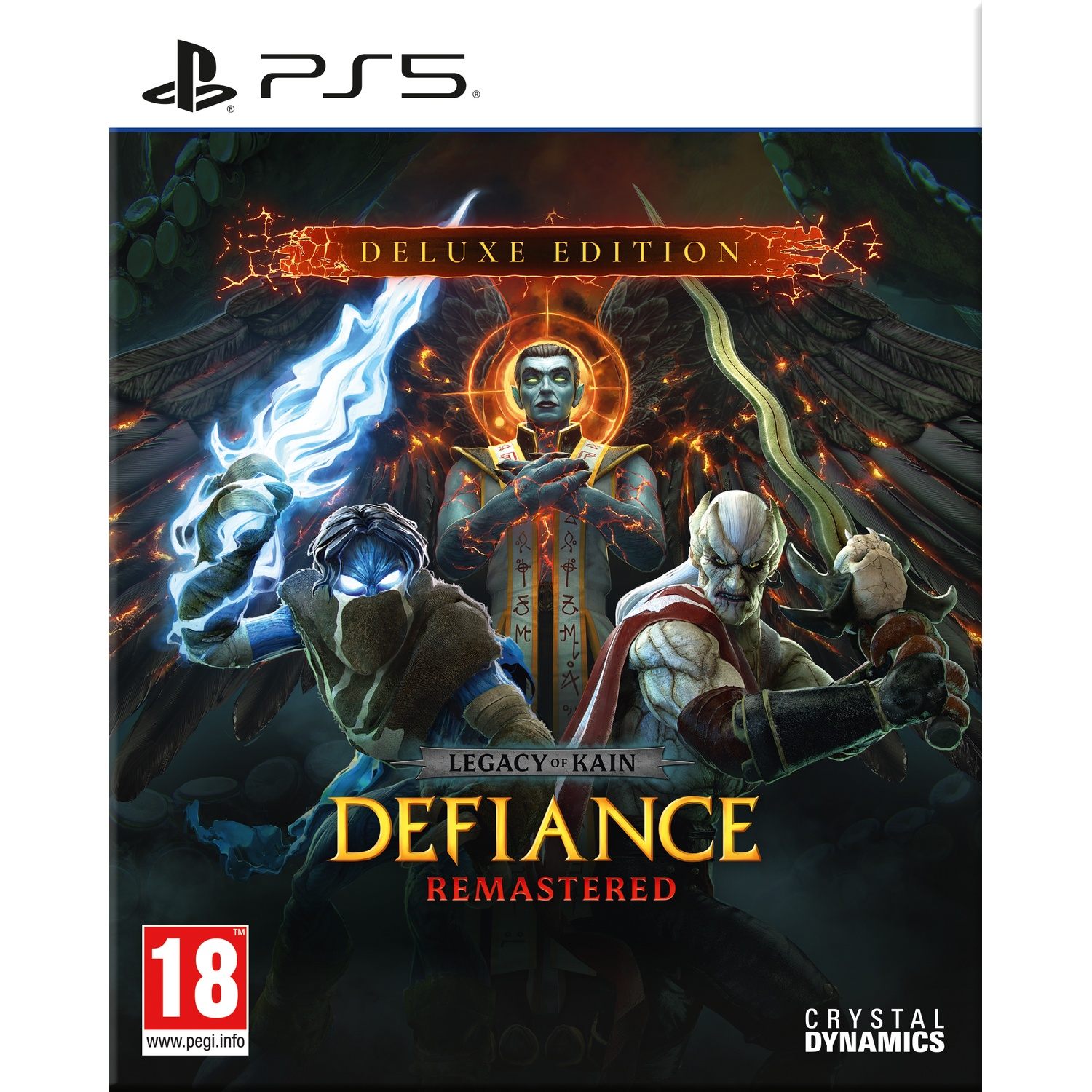 PS5 cover for Legacy of Kain Defiance Remastered featuring three characters and Deluxe Edition banner.