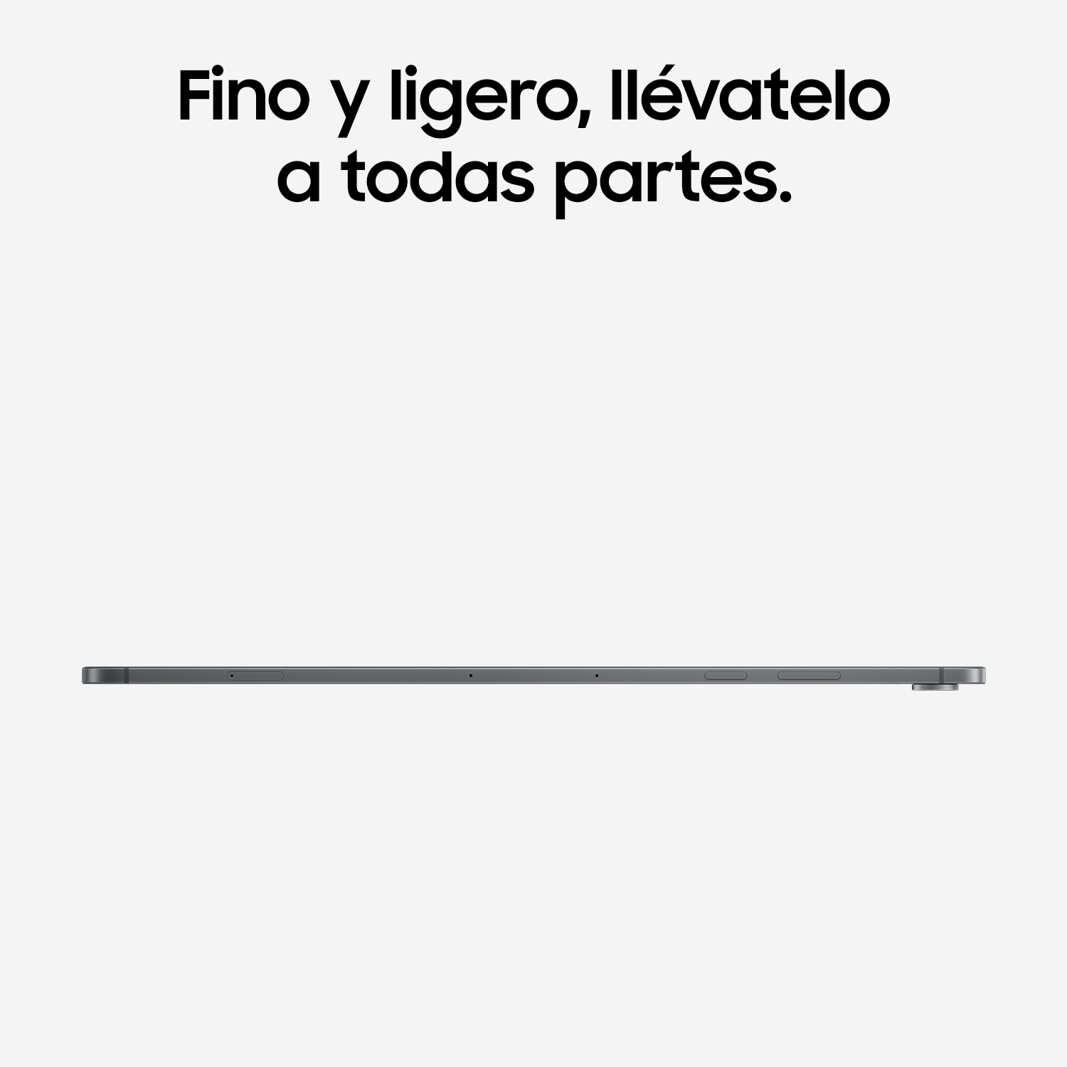 Tablet fina vista de perfil con texto en español arriba.