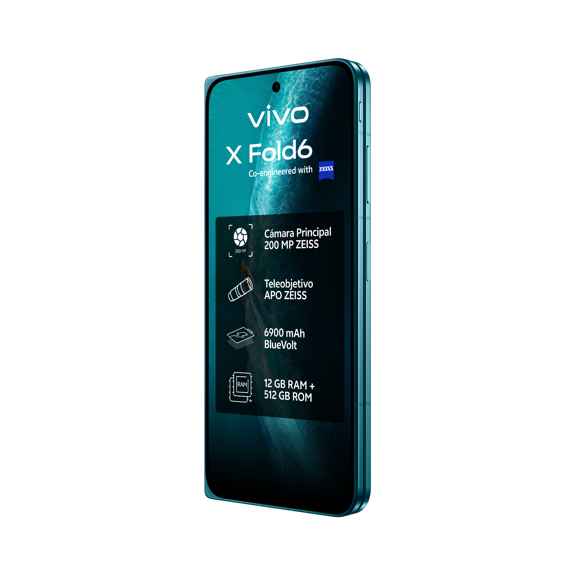 El vivo X Fold6 muestra especificaciones como cámara Zeiss de 200 MP, batería de 6900 mAh y 12 GB de RAM.