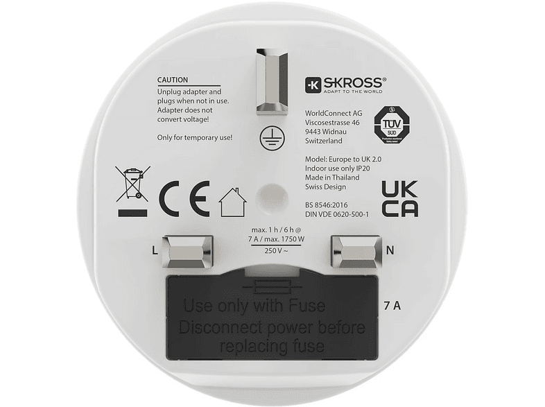 Adaptador de viaje - Hama 00223486, enchufe eléctrico EU UK, Tipo G (RU) F, Blanco – imagen 2