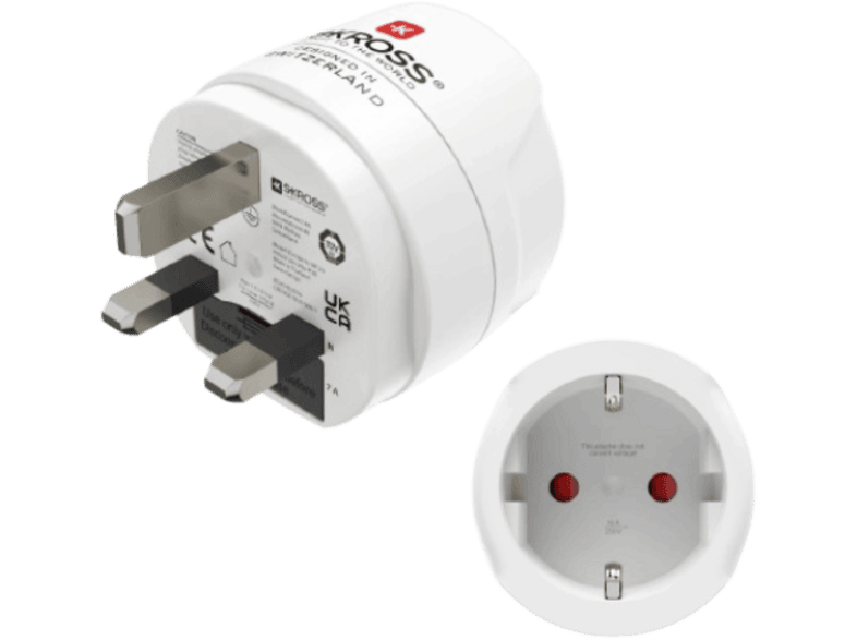 Adaptador de viaje - Hama 00223486, enchufe eléctrico EU UK, Tipo G (RU) F, Blanco