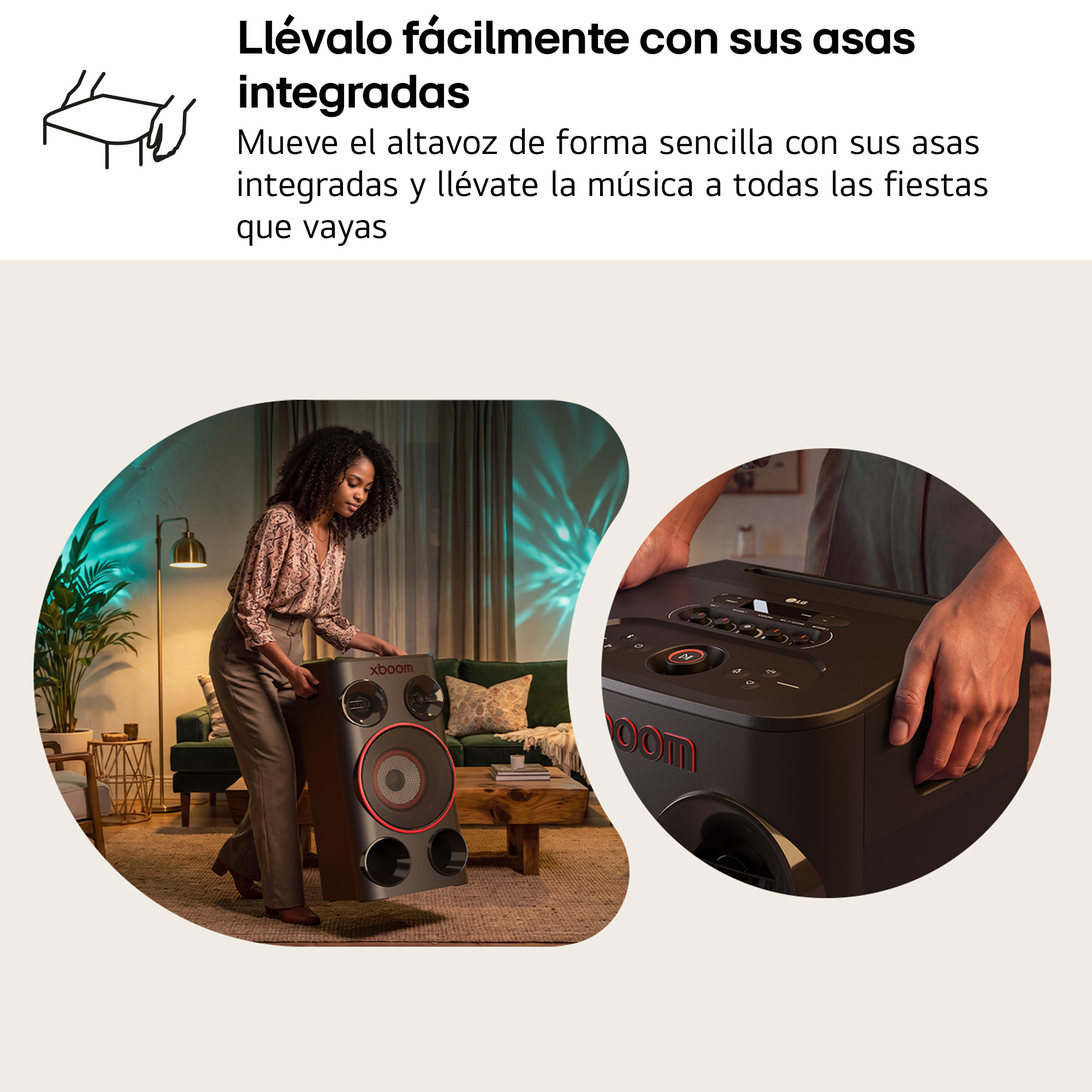 Altavoz de gran potencia - LG POWER 5000, 260 W, AI karaoke, luces LED, efectos de DJ, Bluetooth, Negro