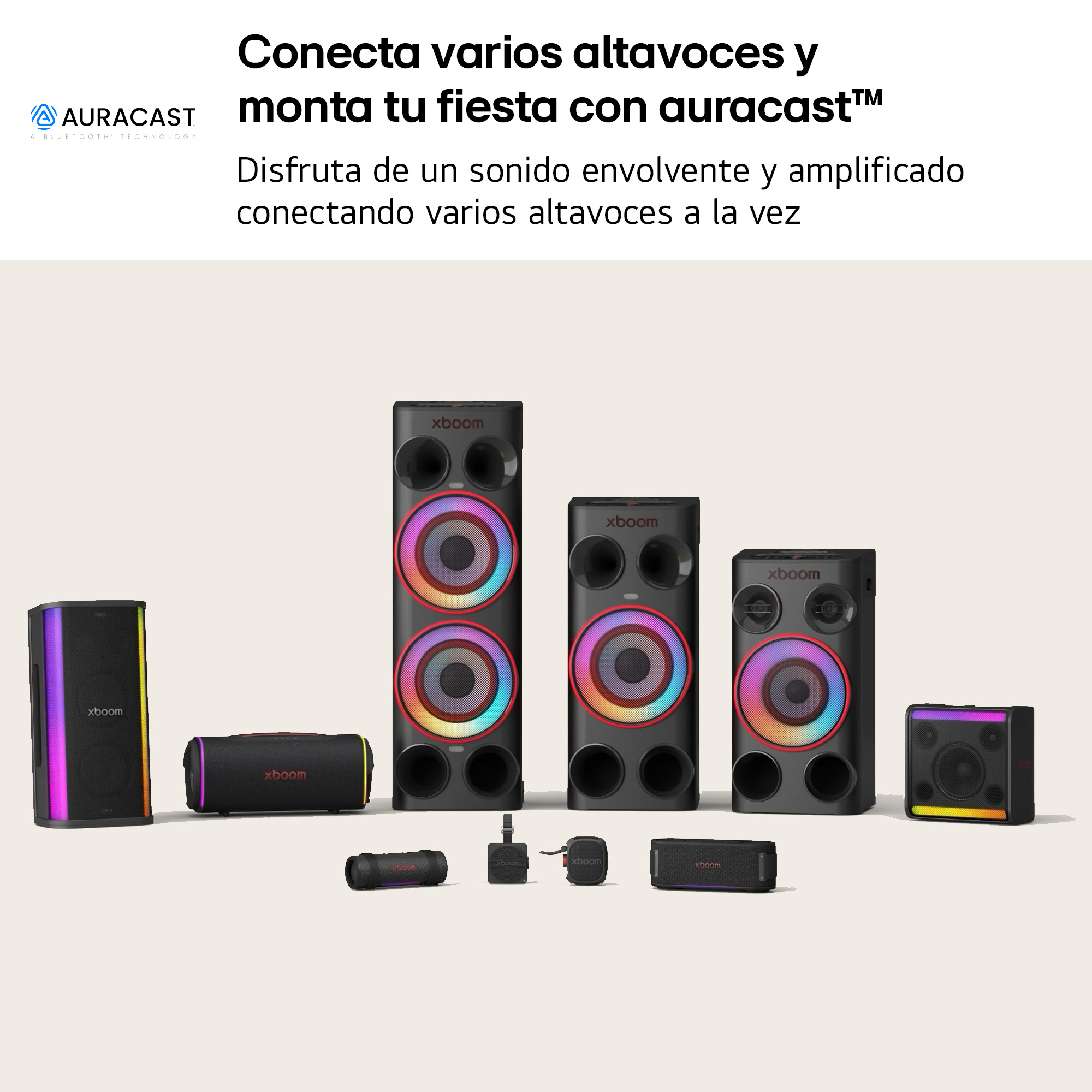 Altavoz de gran potencia - LG POWER 5000, 260 W, AI karaoke, luces LED, efectos de DJ, Bluetooth, Negro