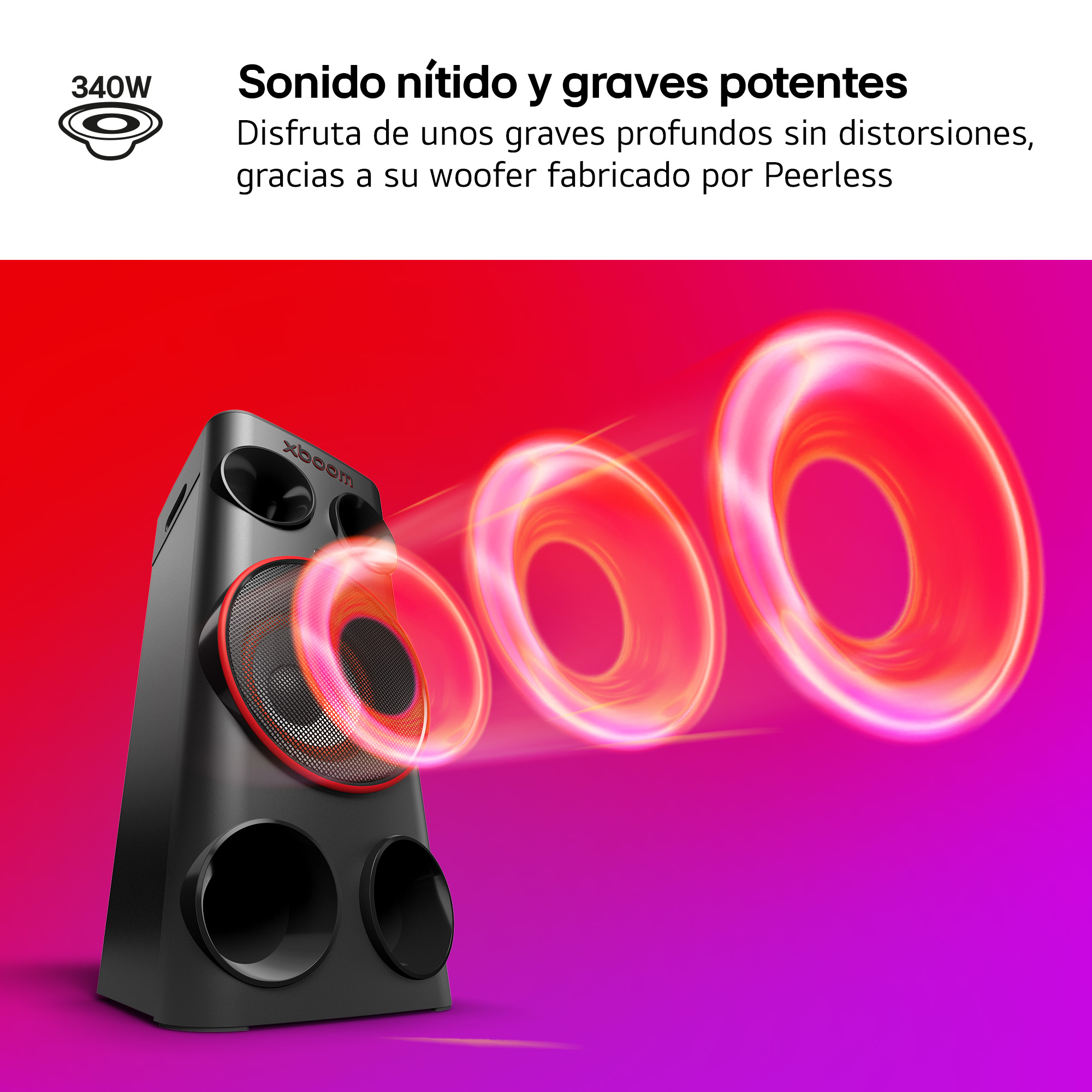 Altavoz de gran potencia - LG POWER 7000, 340 W, AI Karaoke Master, Bluetooth, Negro
