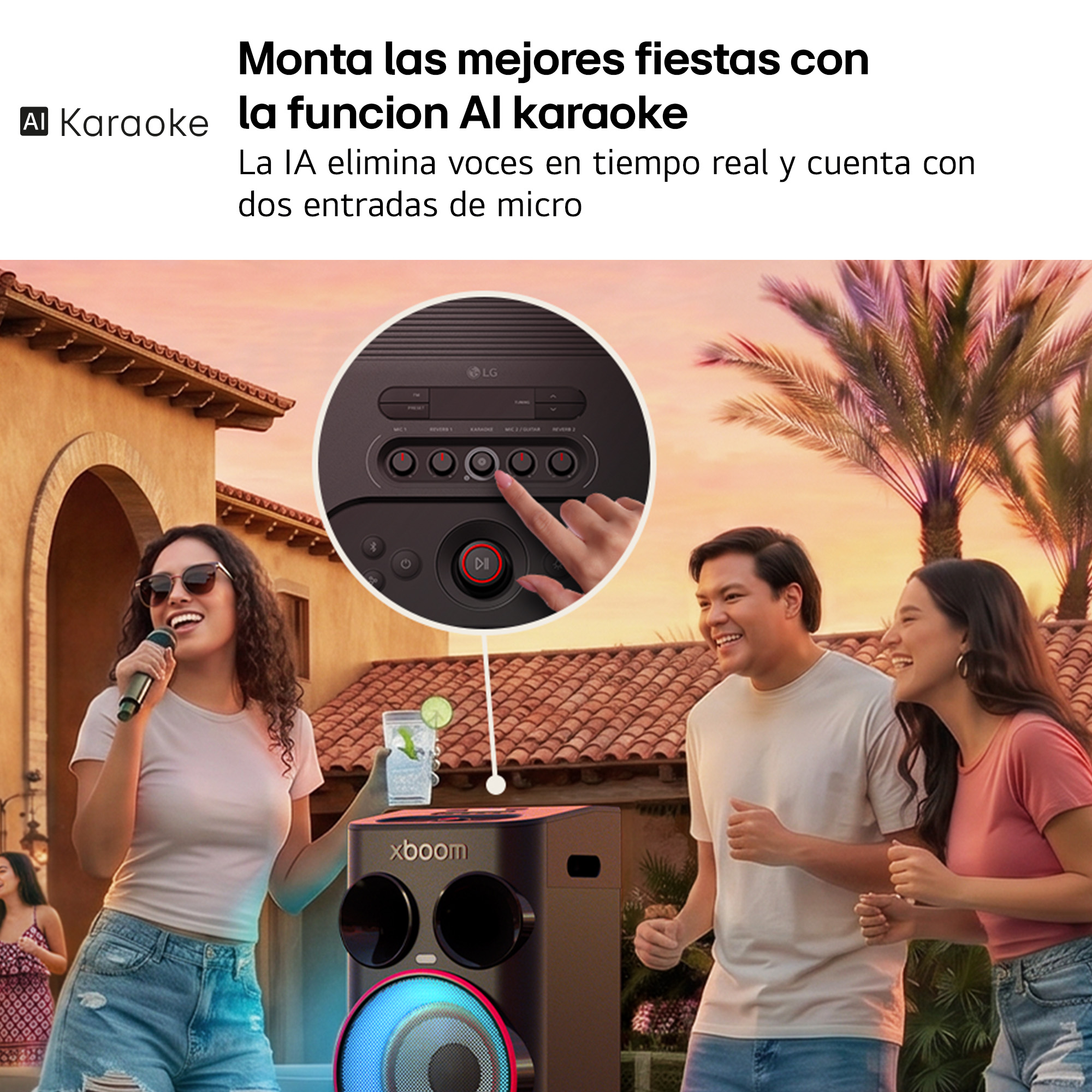 Altavoz de gran potencia - LG POWER 7000, 340 W, AI Karaoke Master, Bluetooth, Negro