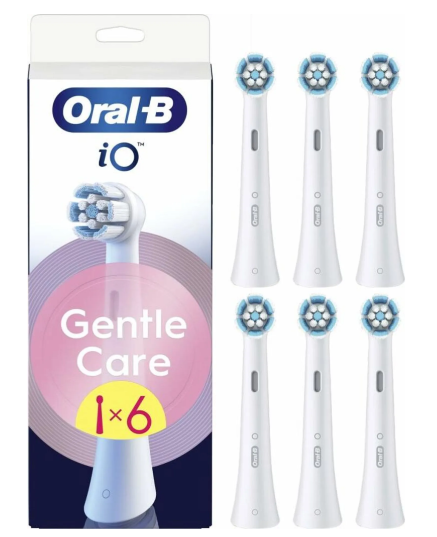 Końcówki do szczoteczek Oral-B iO Gentle Care, zestaw sześciu sztuk z pudełkiem.