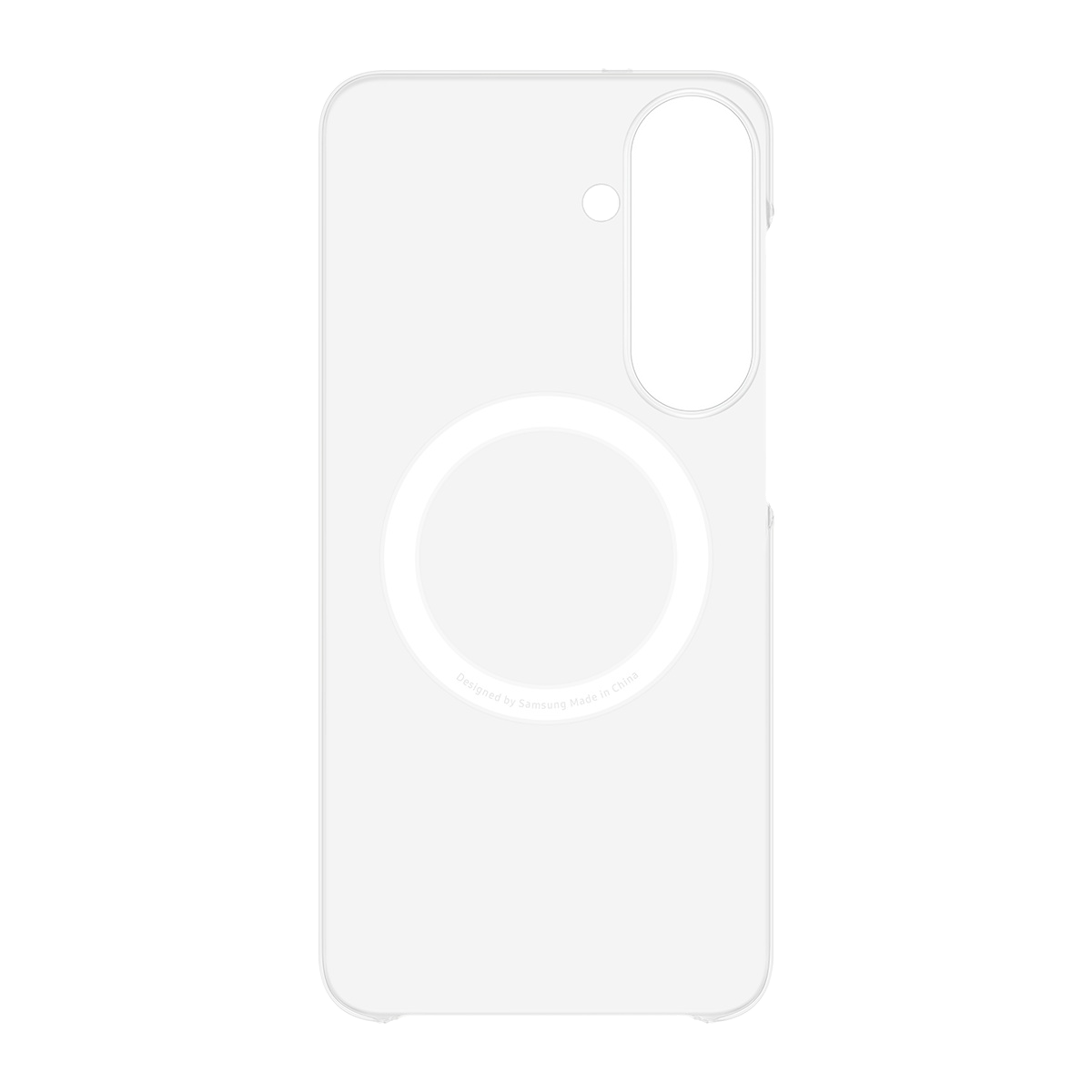 Kamera kesikli ve manyetik halkalı şeffaf telefon kılıfı.