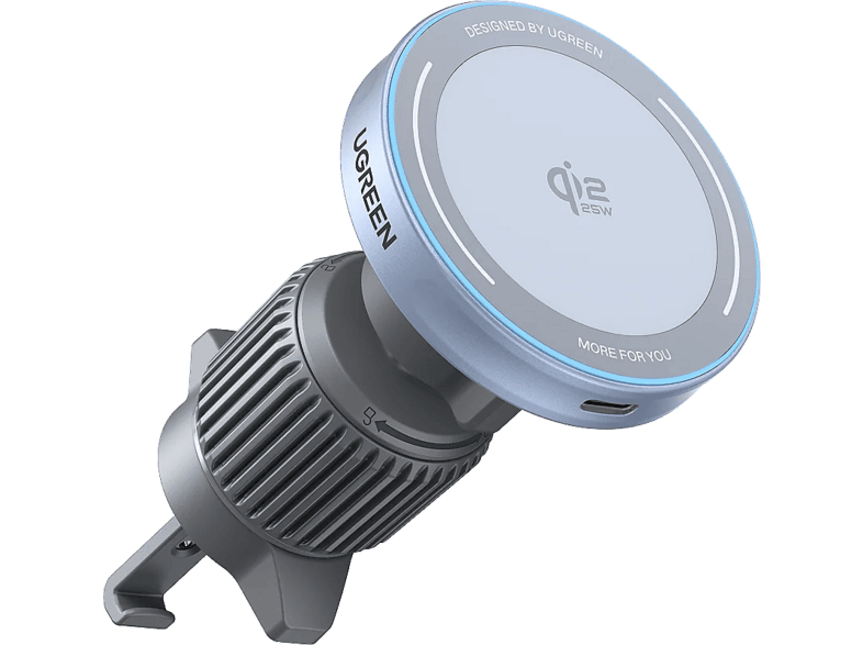 UGREEN MagFlow 25W Qi2 Manyetik Kablosuz Araç İçi Hızlı Şarj Cihazı, MagSafe Uyumlu, Gümüş, 55967