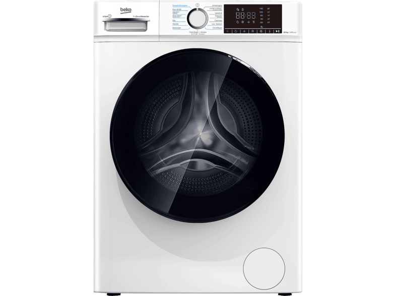 Lavadora secadora - Beko B1D85364WSPT, 8 kg + 5 kg, SteamCure, DrumClean, Motor ProSmart Inverter, Blanco