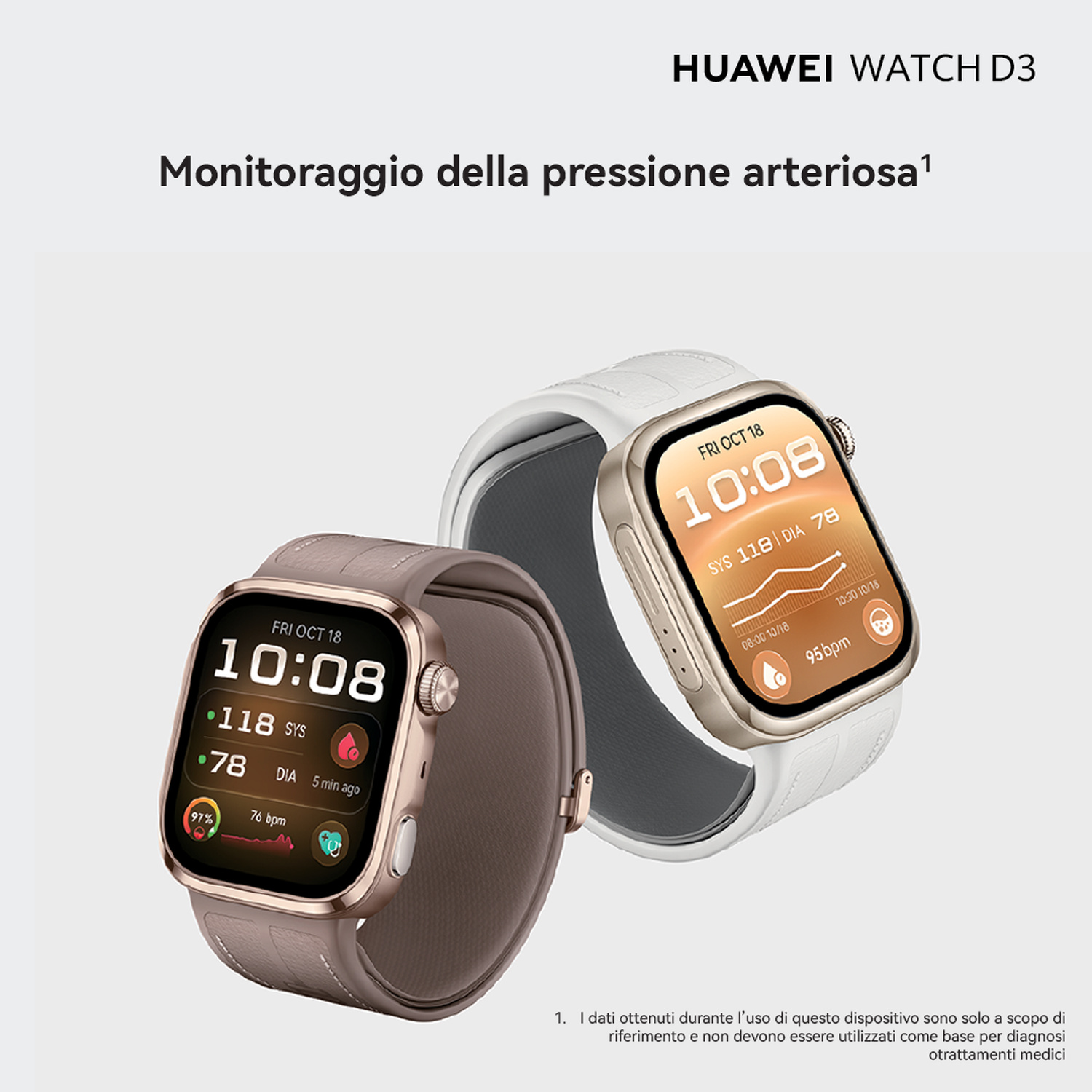 Due smartwatch Huawei Watch D3 con monitoraggio della pressione sanguigna.