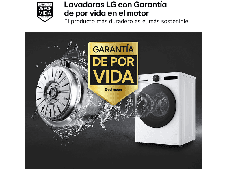 Lavadora secadora - LG W4X7016TLS, 11 kg, 6 Selector LCD, TurboWash 360º, Blanco – imagen 3