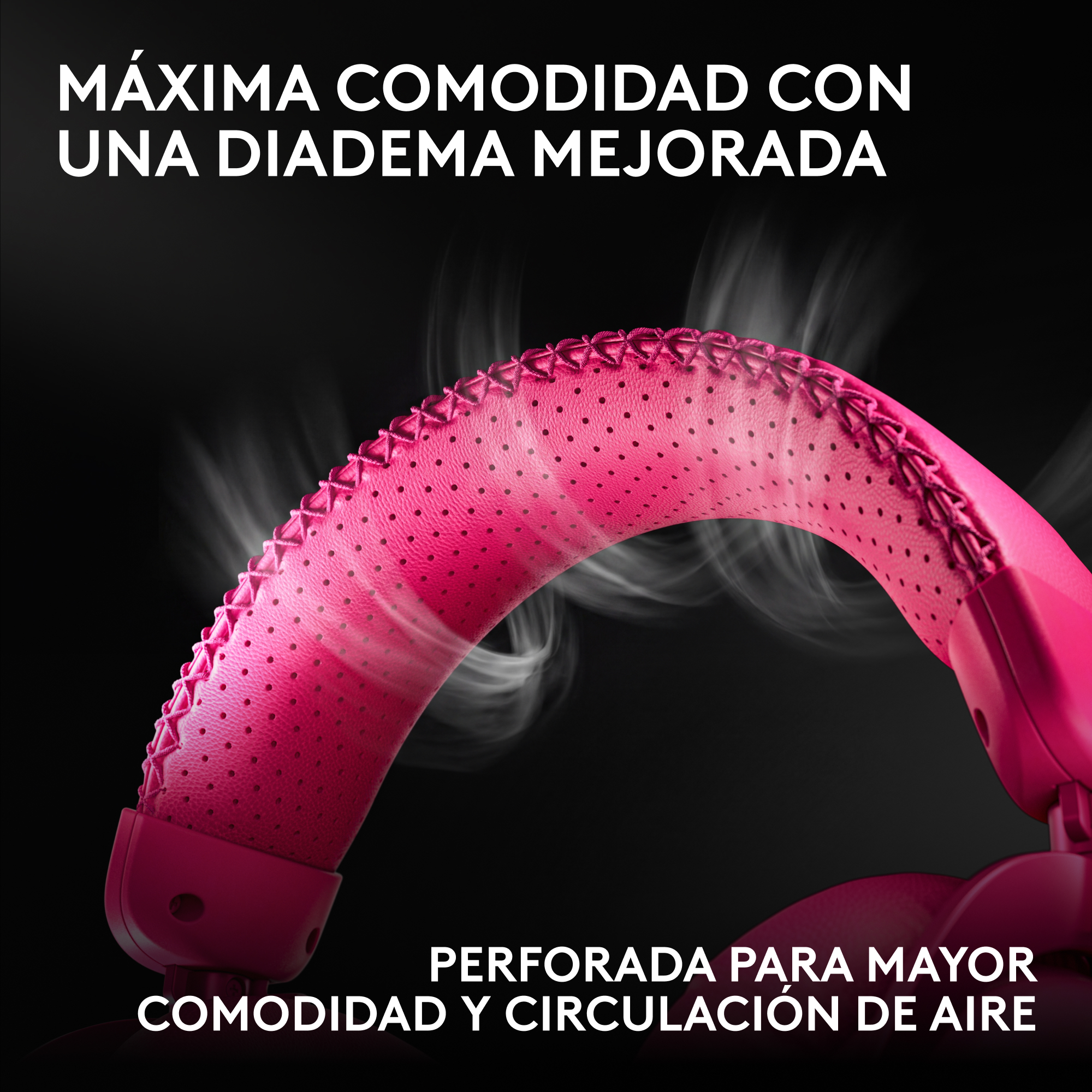 Máxima comodidad con una diadema mejorada, perforada para mayor comodidad y circulación de aire