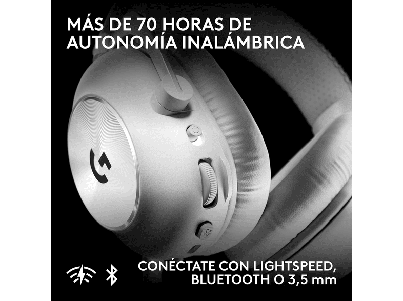Auriculares gaming - Logitech G Pro X3 Lightspeed, Inalámbrico, BT-USB, Micrófono, Ecualizador, Personalizable, Transductores 50mm, PC-Mac-PS5, Blanco