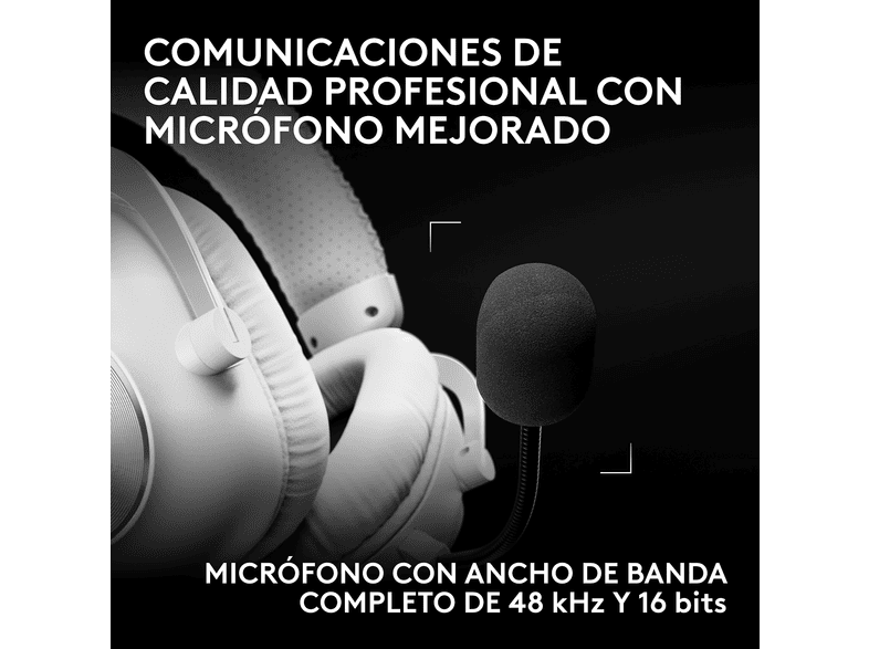 Auriculares gaming - Logitech G Pro X3 Lightspeed, Inalámbrico, BT-USB, Micrófono, Ecualizador, Personalizable, Transductores 50mm, PC-Mac-PS5, Blanco – imagen 2