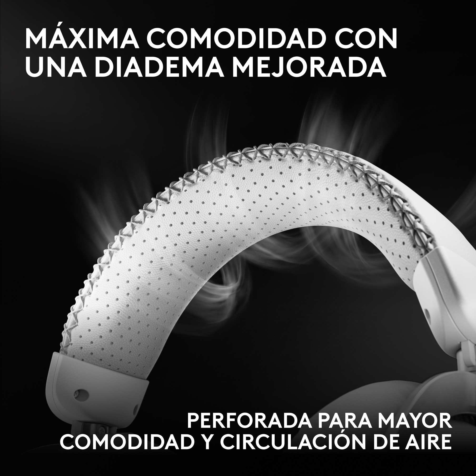 Máxima comodidad con una diadema mejorada, perforada para mayor comodidad y circulación de aire
