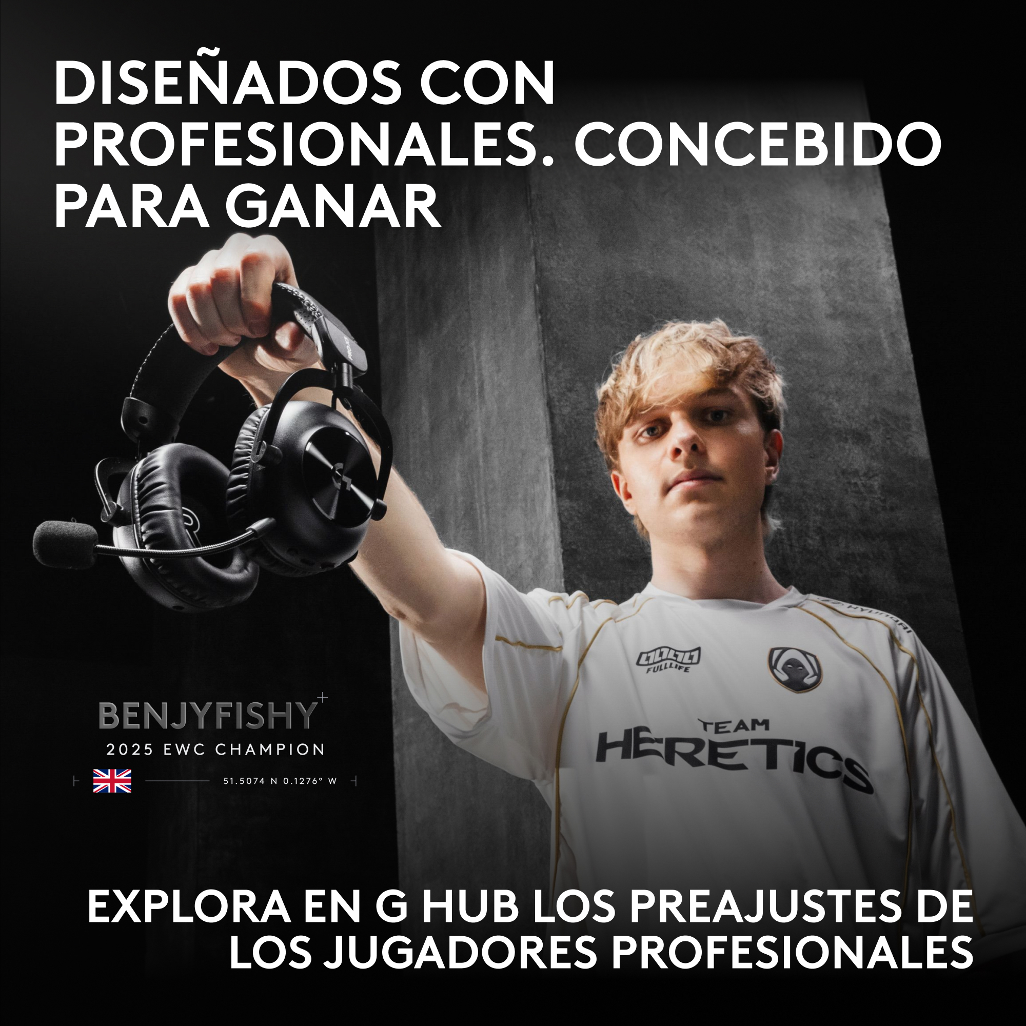 Diseñados con profesionales. concebido para ganar, explora en g hub los preajustes de los jugadores profesionales