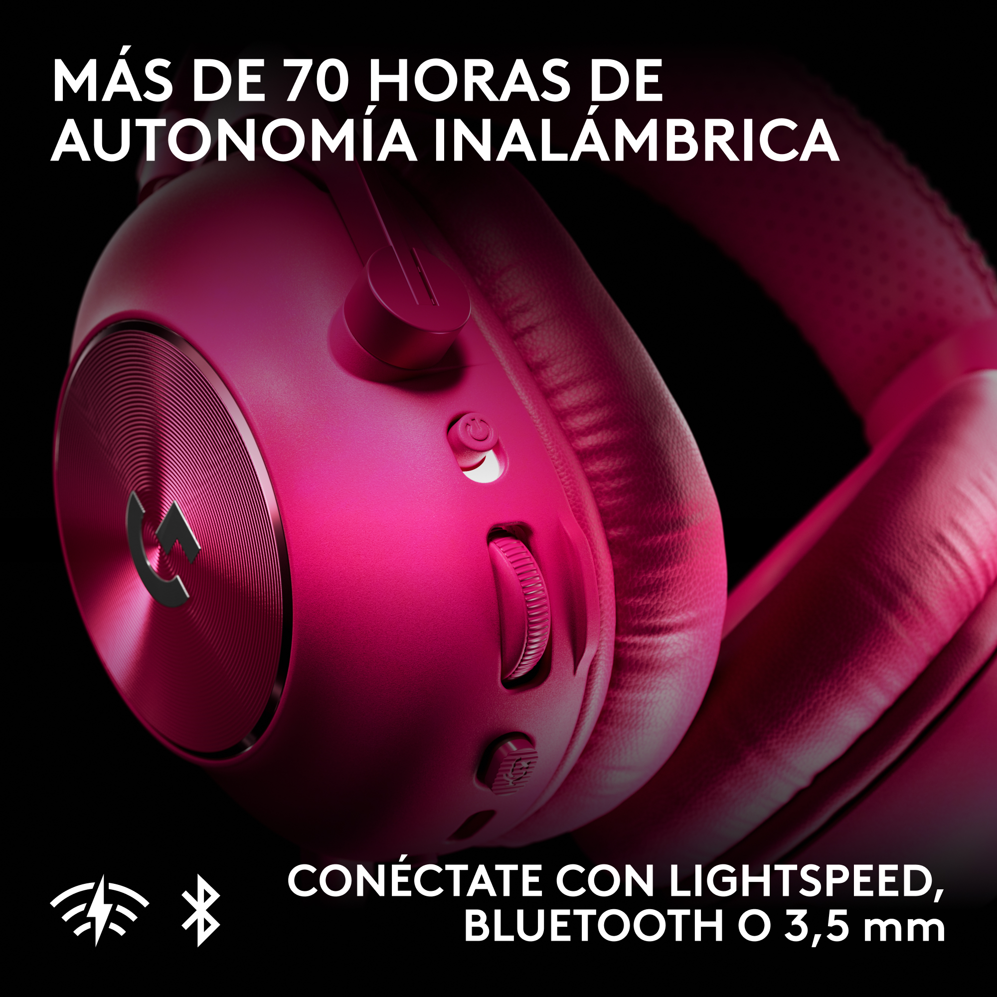 Más de 70 horas de autonomía inalámbrica, conéctate con lightspeed, bluetooth o 3,5 mm