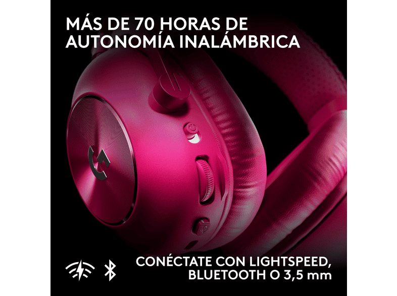 Auriculares gaming - Logitech G Pro X3 Lightspeed, Inalámbrico, BT, Micrófono, Ecualizador, Personalizable, Transductores 50mm, PC-Mac-PS5, Magenta – imagen 3