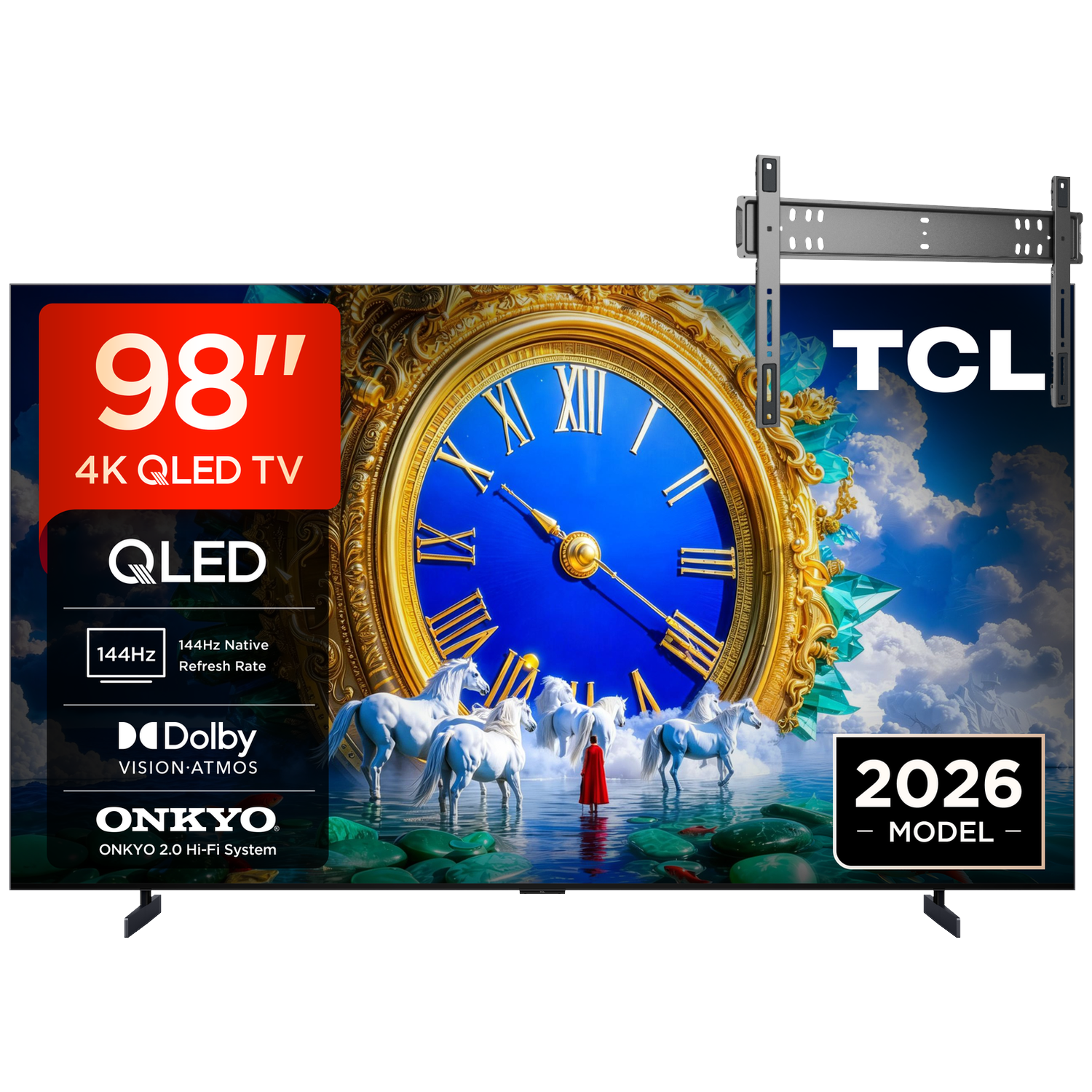 Tcl 98a400 Ultra Hd 4k Qled 98" (2026) + Vogels Vaste Tv-beugel 40"-110" Max 100kg Zwart Tv Bundle