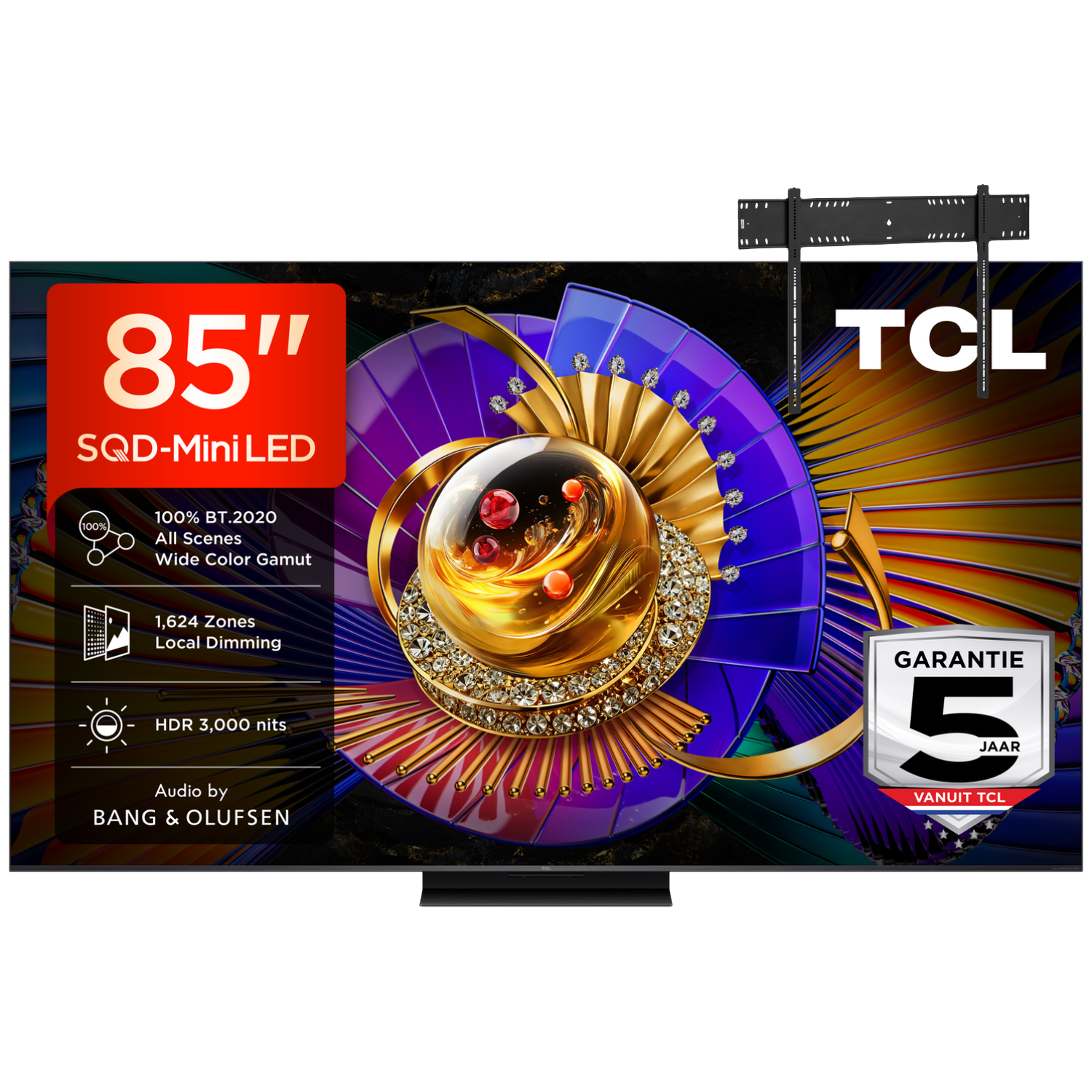 Tcl 85c7l Sqd-mini-led Ultra Hd 4k 85" (2026) + Vogels Vaste Tv-beugel 80"-120" Max 160kg Zwart Tv Bundle