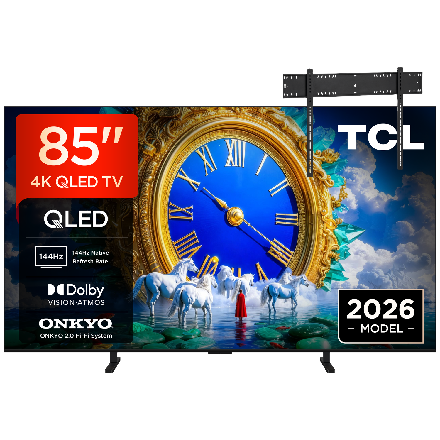Tcl 85a400 Ultra Hd 4k Qled 85" (2026) + Vogels Vaste Tv-beugel 80"-120" Max 160kg Zwart Tv Bundle