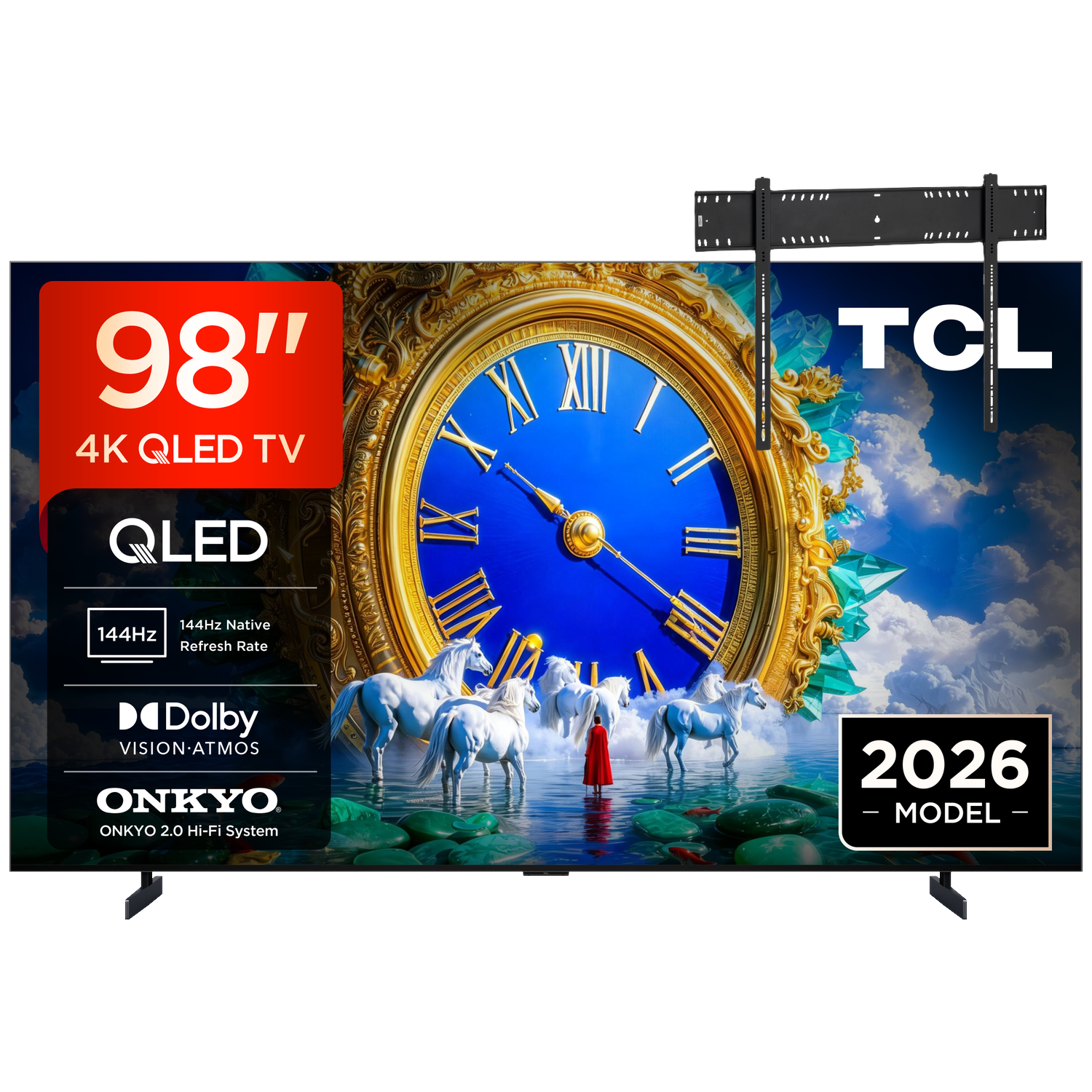 Tcl 98a400 Ultra Hd 4k Qled 98" (2026) + Vogels Vaste Tv-beugel 80"-120" Max 160kg Zwart Tv Bundle