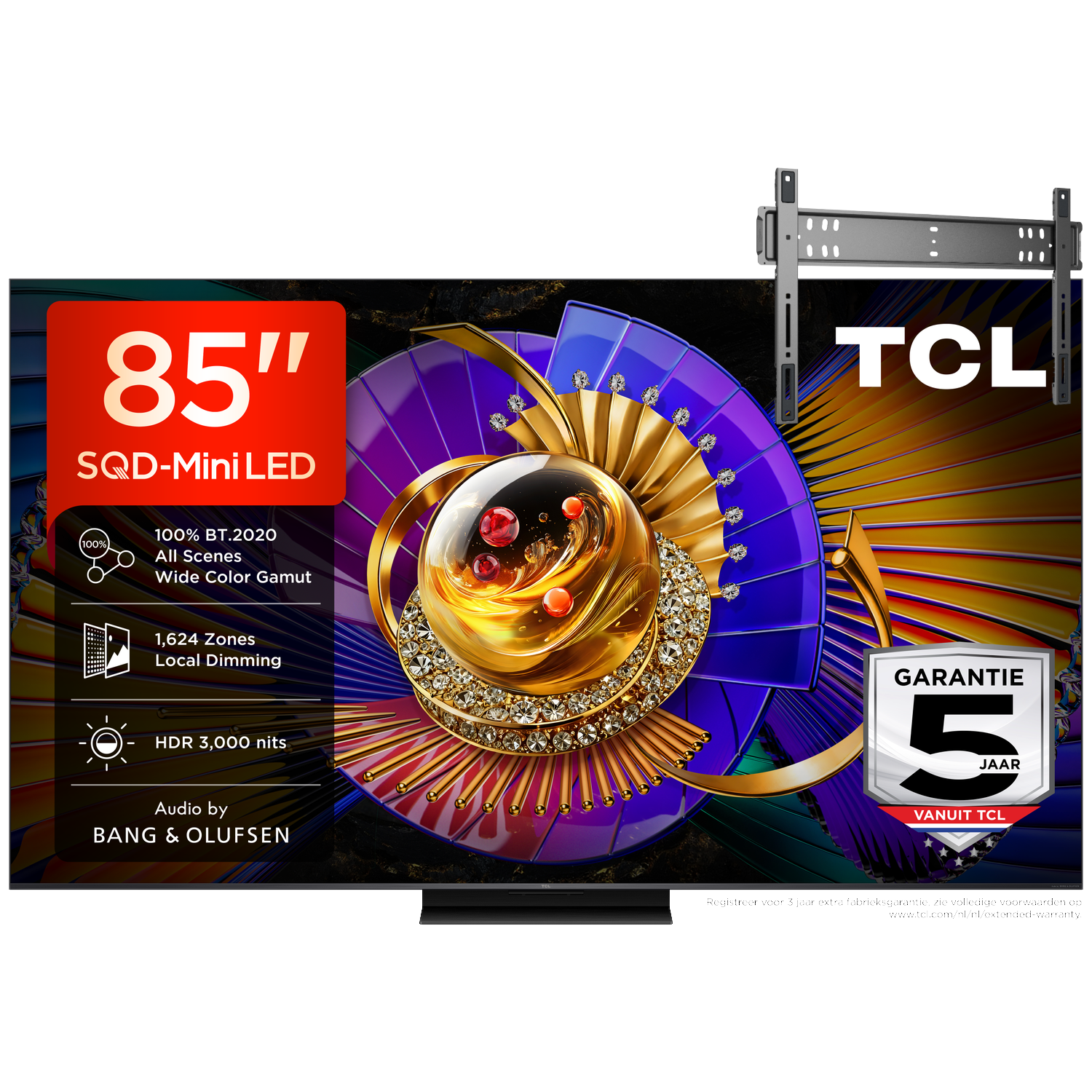 Tcl 85c7l Sqd-mini-led Ultra Hd 4k 85" (2026) + Vogels Vaste Tv-beugel 40"-110" Max 100kg Zwart Tv Bundle
