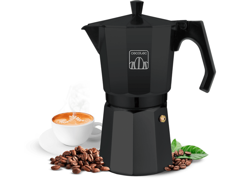 Cafetera tradicional - Cecotec Mokclassic 300 Black Classic, Aluminio, 150 ml, 3 tazas, Apta para gas, Eléctrica y vitrocerámica, Negro
