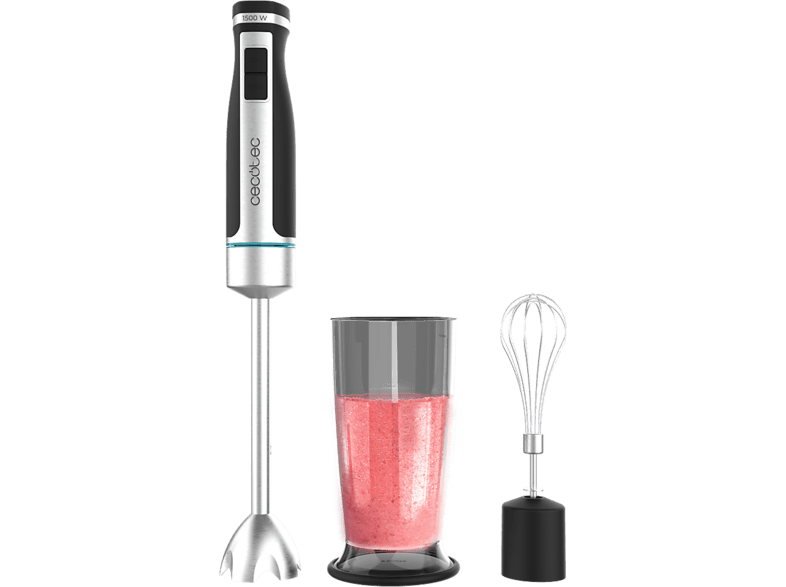 Batidora de mano - Cecotec PowerGear 1500 XL Cream ultra, W, Pie extralargo, 21 velocidades, Cuchillas titanio, Vaso 800 ml, Inox