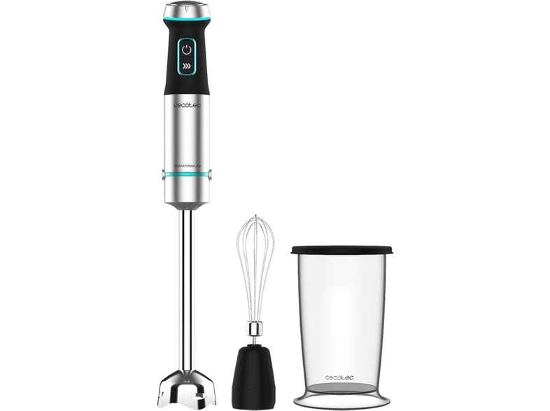 Batidora de mano - Cecotec Power TitanBlack 1200 XL Cream Ultra, W, Cuchillas titanio, Pie XL, Vaso 800 ml y varillas, Inox