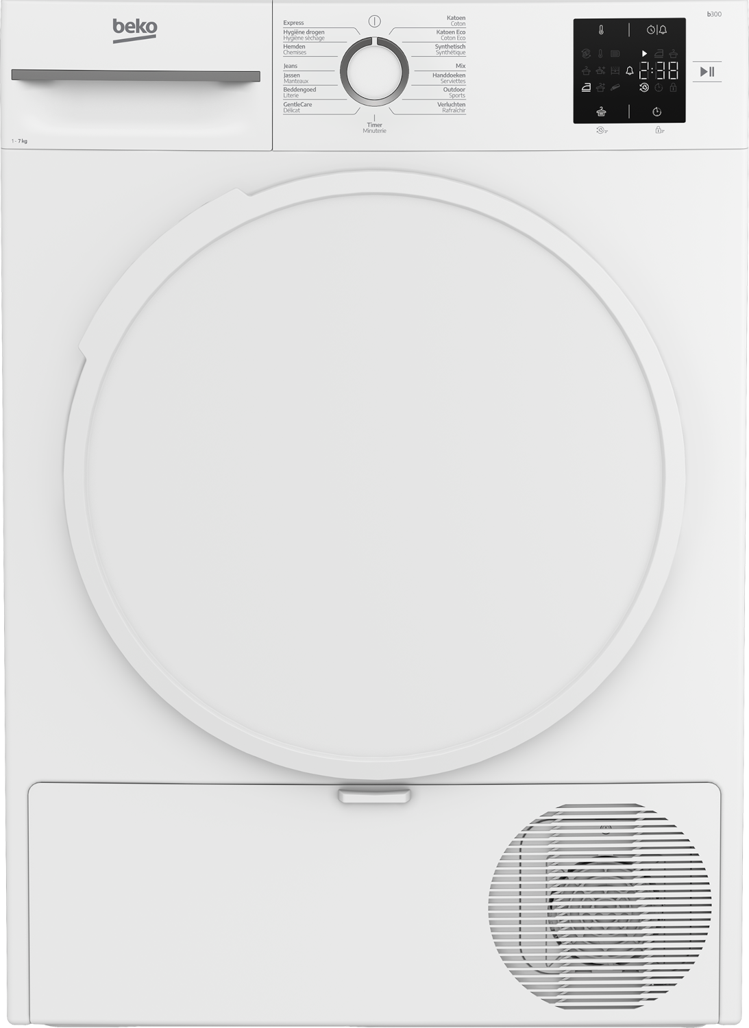 BEKO BM3T3722W - Warmtepompdroger - 7 kg - 64 dB - Energielabel E