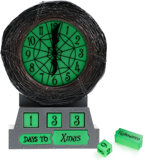 Reloj de cuenta atrás de Halloween y Navidad con diseño de telaraña, números y bloques intercambiables.