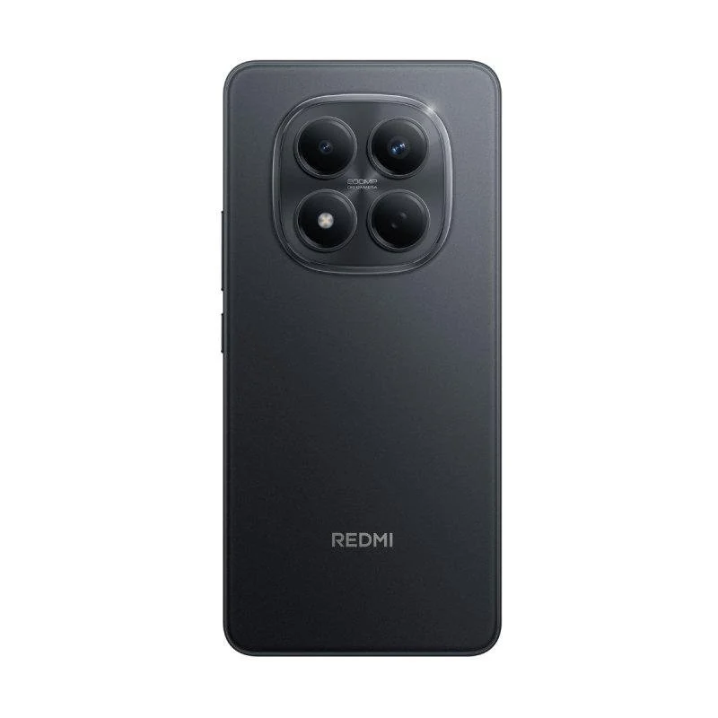 Parte trasera de un smartphone Redmi oscuro con un módulo de cámara cuadrado arriba y el logotipo Redmi abajo.